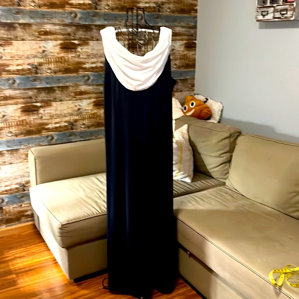 Roaman’s Black and White Sequin Floor Length Dress